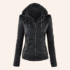 Women's Hooded Faux Leather Jacket