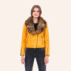 Super Cana Yellow Leather Biker Jacket