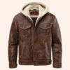 Men's Hooded Faux Leather Jacket