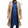 Gambit Inspired Tan Leather Long Coat