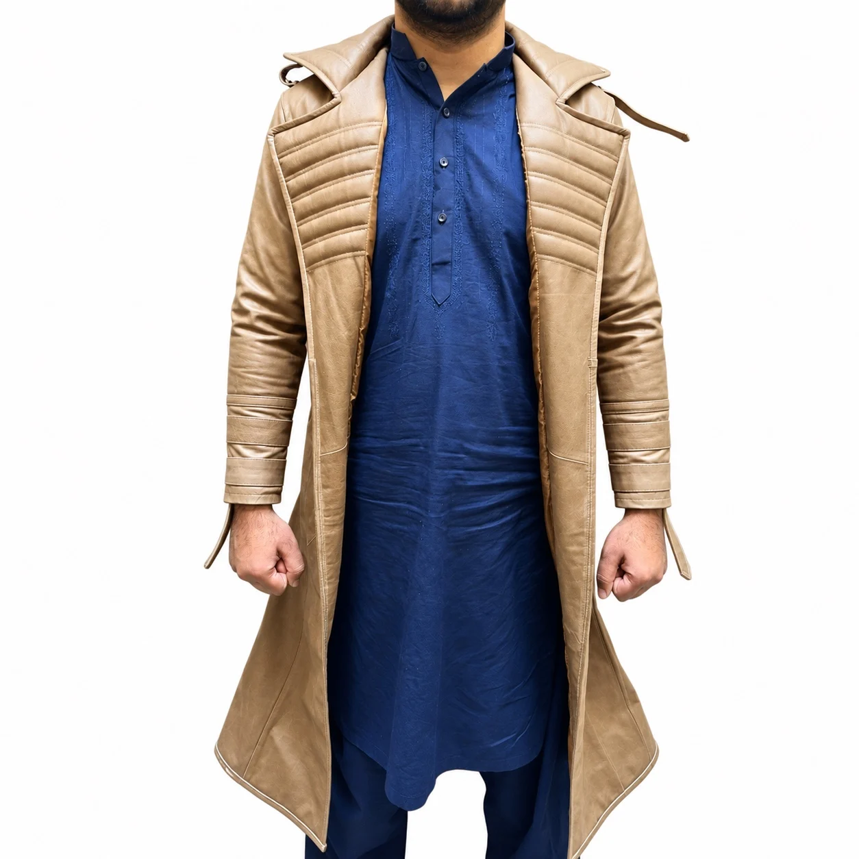 Gambit Inspired Tan Leather Long Coat 3 Gambit Inspired Tan Leather Long Coat