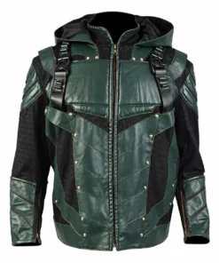 Green Arrow Season 5 Inspired Hooded Leather Jacket