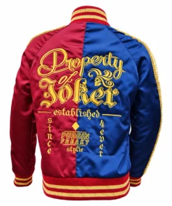 Harley Quinn Inspired Red and Blue Satin Jacket